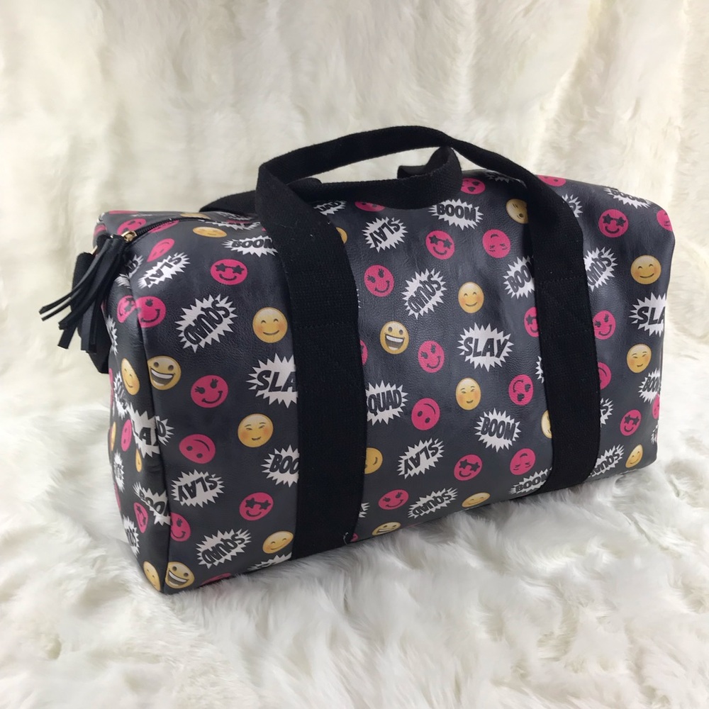 [OMG Accessories] Emoji Weekender Duffel Bag Travel Luggage Sleepover Overnight